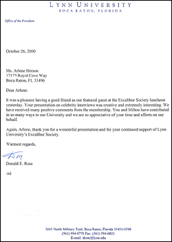 Letter from Lynn University.